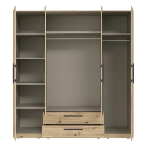 Szafa z lustrem i szufladami 200 cm Dąb Artisan